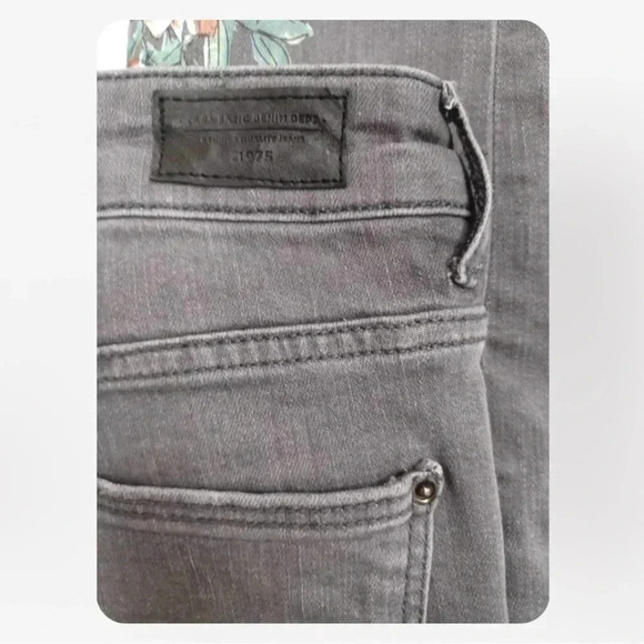 Zara Ankle Floral  Skinny Low Rise Grey Jeans Size 4 - Picture 7 of 10